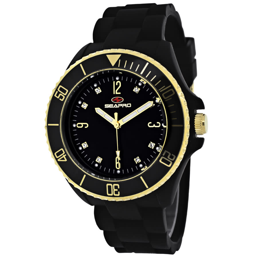 Shop Seapro Sea Bubble Black Dial Ladies Watch Sp7410 In Black / Gold Tone