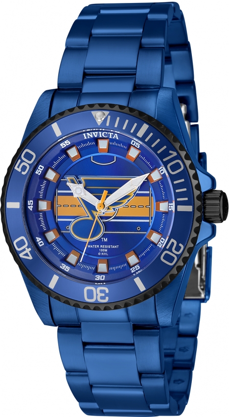 Invicta Nhl St. Louis Blues Quartz Ladies Watch 42228 In Black / Blue / Dark / White / Yellow