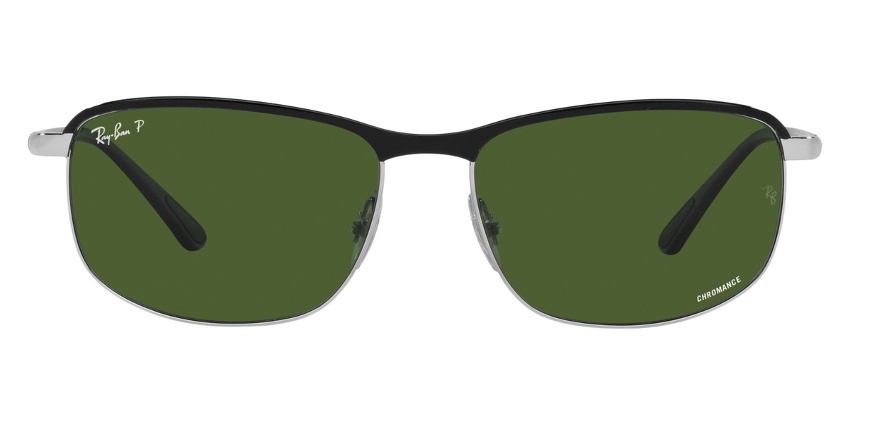 Ray Ban Unisex Polarized Sunglasses, Rb3671ch 60 In Black / Dark / Green