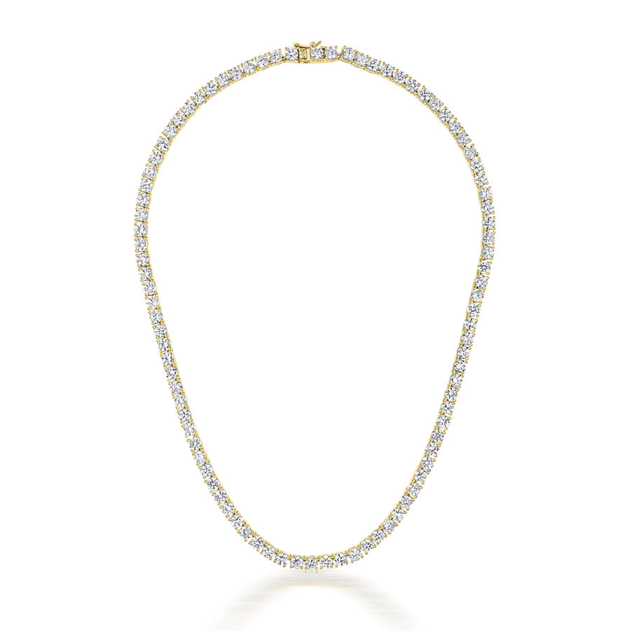 Megan Walford Sterling Silver Cubic Zirconia 3mm Tennis Necklace In Yellow