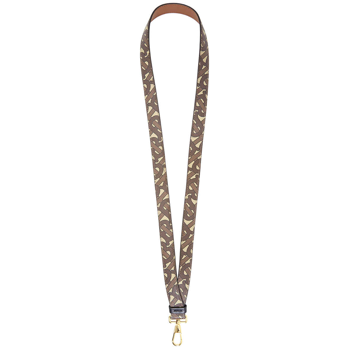 Burberry Monogram Print E-canvas And Leather Lanyard In Brown