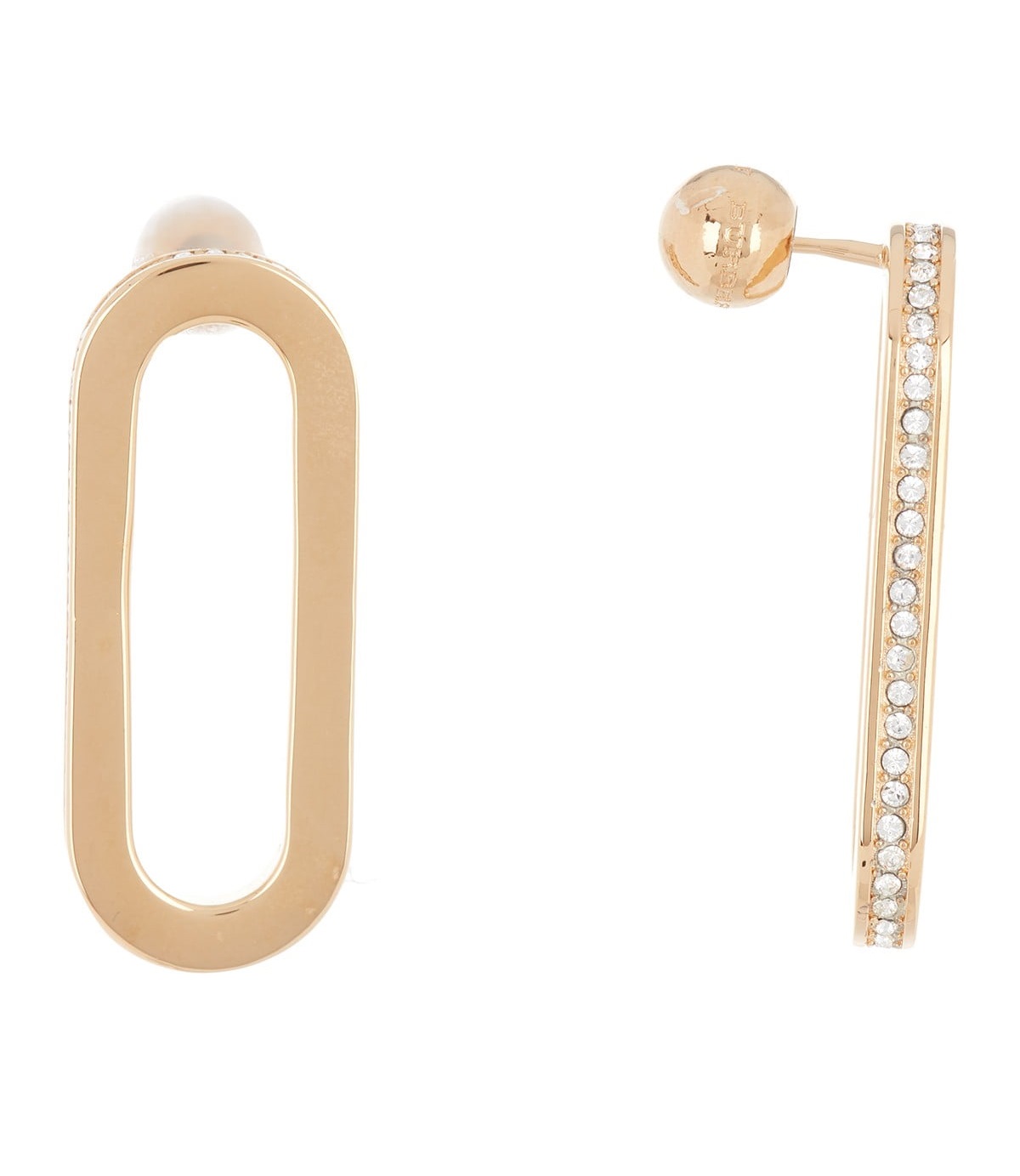 Burberry Ladies Crystal Oval Link Earrings In Gold Tone