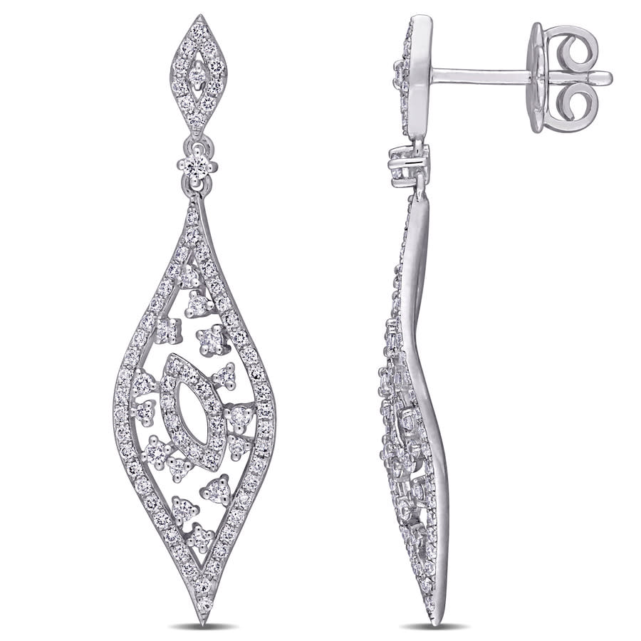 Amour 7/8 Ct Tw Diamond Teardrop Vintage Earrings In 14k White Gold