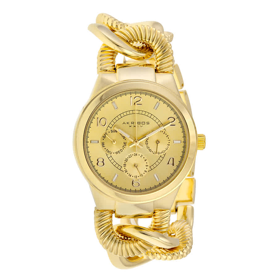 Akribos Xxiv Multi-functiongold-tone Alloy Ladies Watch Ak721yg In Gold Tone,pink,rose Gold Tone