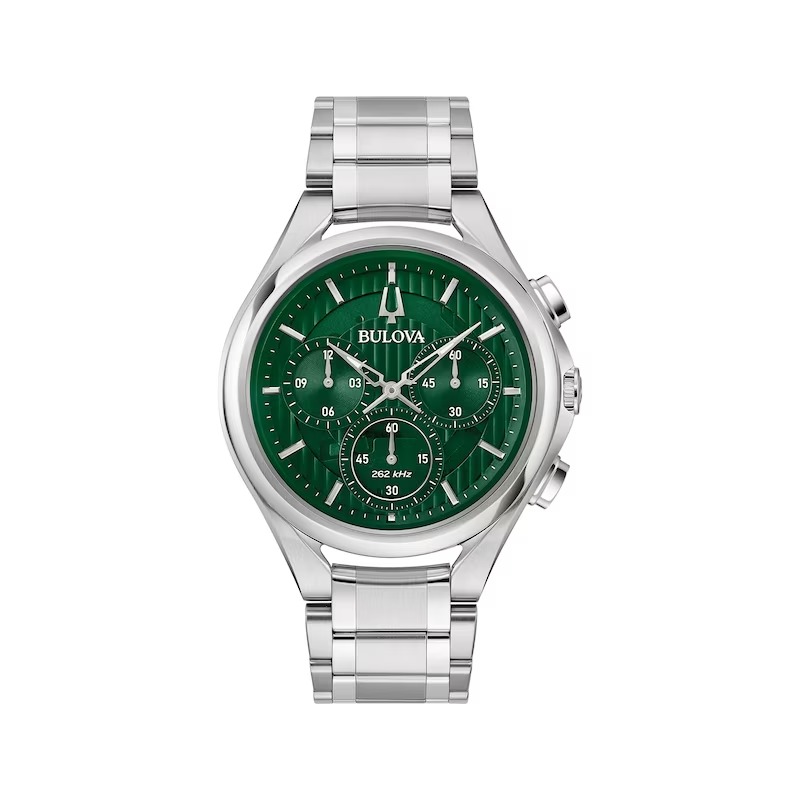 BULOVA BULOVA CURV CHRONOGRAPH QUARTZ GREEN DIAL MENS WATCH 96A297