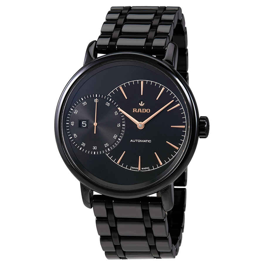 Rado Diamaster Grande Seconde Automatic Black High-tech Ceramic Mens Watch  R14127152 In Black,gold Tone,pink,rose Gold Tone | ModeSens