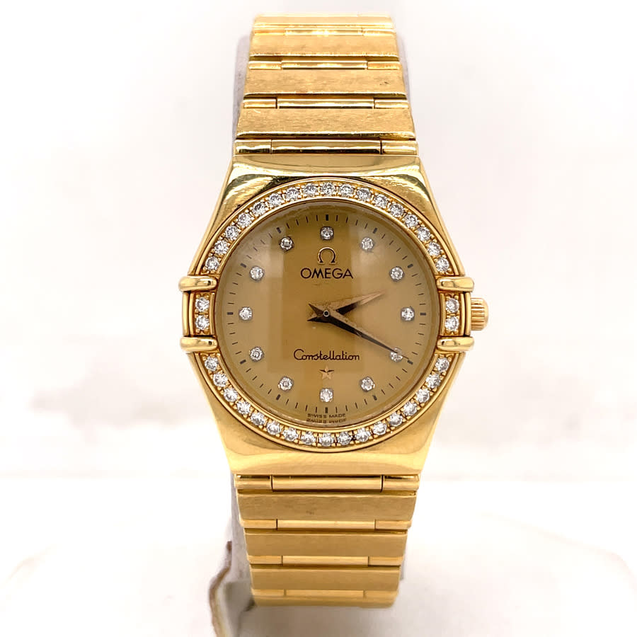 Pre-owned Omega Constellation Ladies Quartz Watch 8951201 In Champagne / Gold / Gold Tone / Yellow