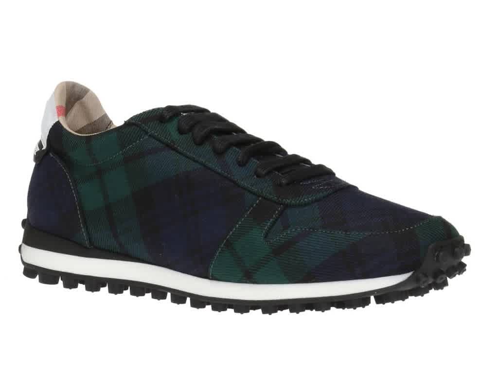 Burberry Tartan Wool Sneakers In Ink Blue