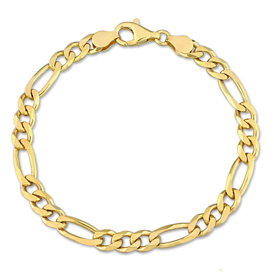 Amour Figaro Chain Bracelet In 18k Yellow Gold Plated Sterling Silver