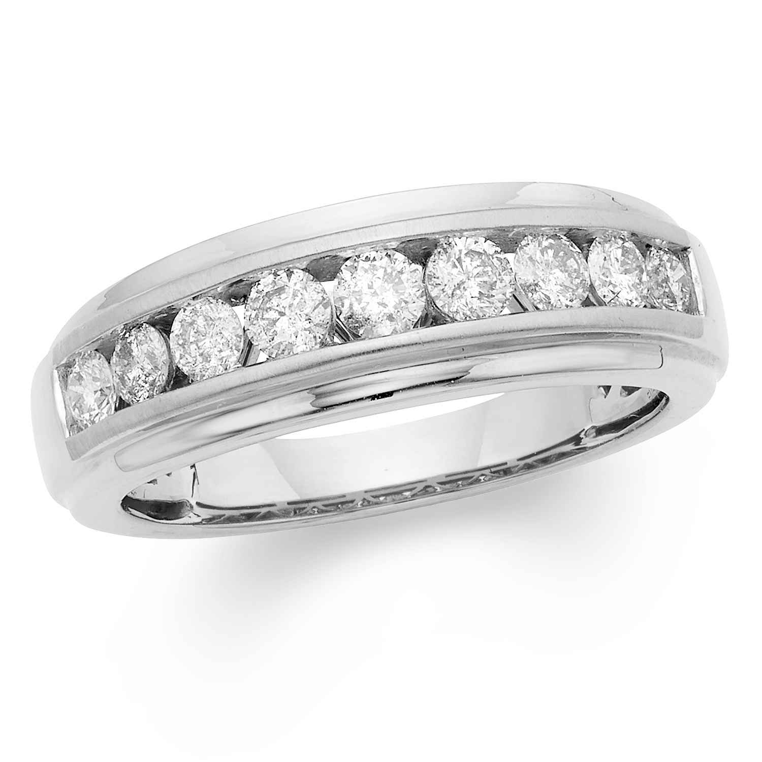 Cya K Certified Diamond Mens Ring 1ct 14k White Gold R123909w-9 Size 9 In Gold Tone,white