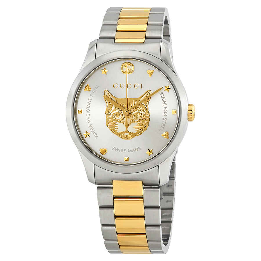 Gucci Timeless Silver Dial Two-tone Unisex Watch Ya1264074 In Two Tone  / Gold / Gold Tone / Silver / Yellow