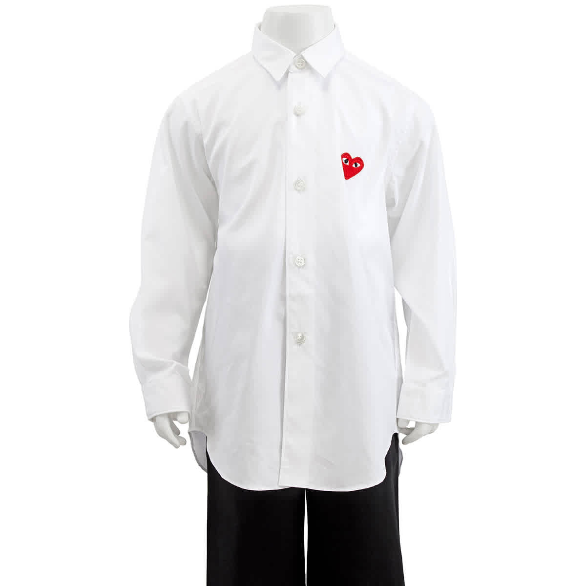 Comme Des Garçons Comme Des Garcons Kids Long-sleeve Heart Patch Cotton Shirt In White
