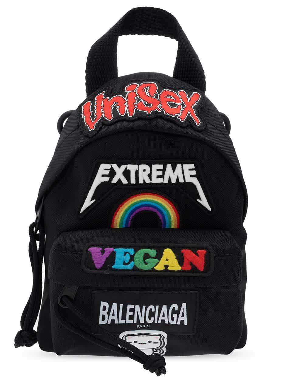 Balenciaga Black Recycled Nylon Mini Backpack With Gamer Patches ModeSens