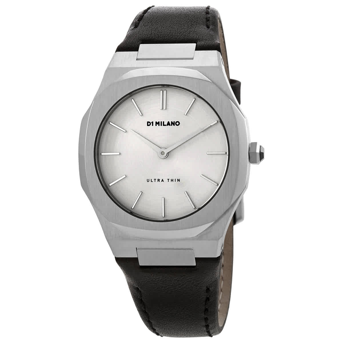 D1 Milano Ultra Thin Quartz Silver Dial Watch Utll13 In Black,silver Tone