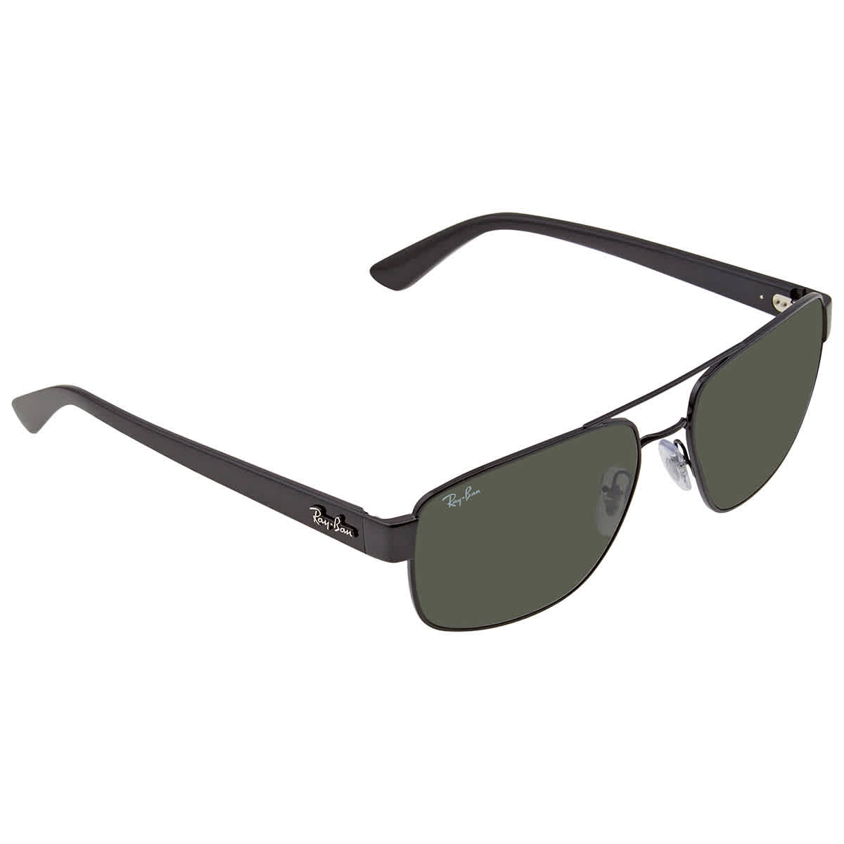 Ray Ban Rb3663 Sunglasses Shiny Black Frame Green Lenses 60-17 In Black / Green
