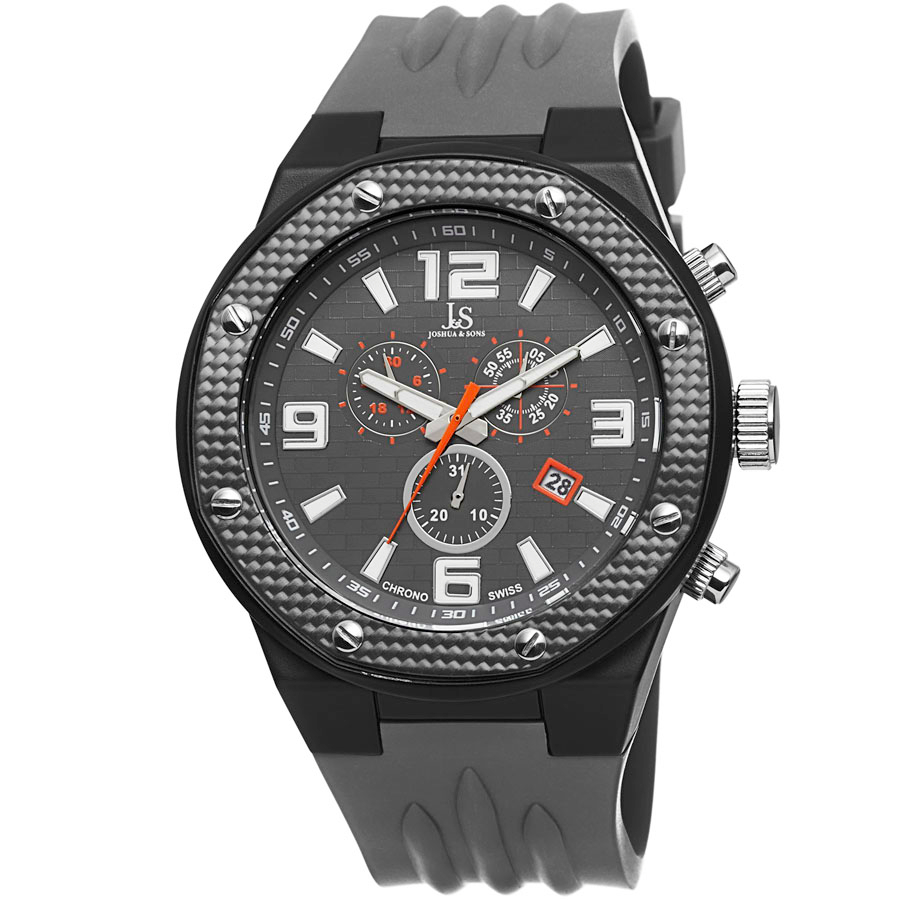 Joshua And Sons Joshua & Sons Chronograph Grey Dial Grey Silicone Mens Watch Js62bk In Black,grey