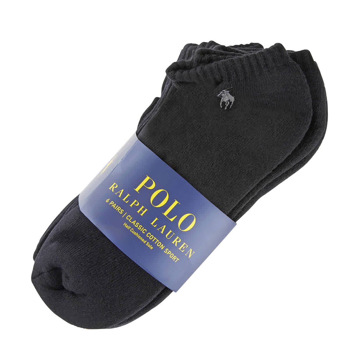 POLO RALPH LAUREN 6-PAIRS BLACK CLASSIC COTTON SPORT