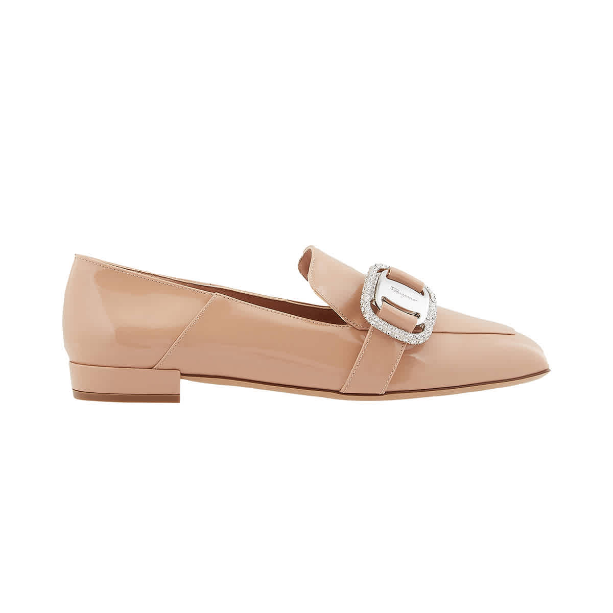 Ferragamo Vara Patent-leather Chain-loafers In Beige/khaki