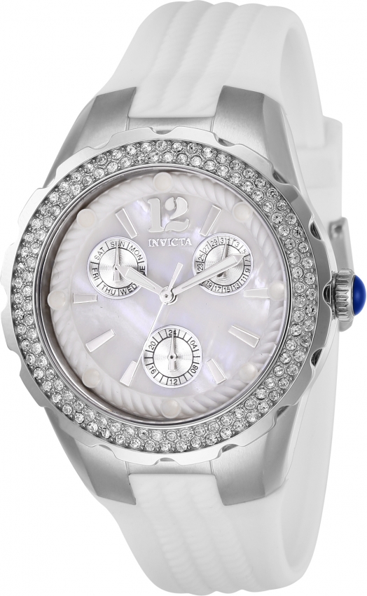 Invicta Angel Quartz Crystal White Dial Ladies Watch 29084 In Silver Tone,white