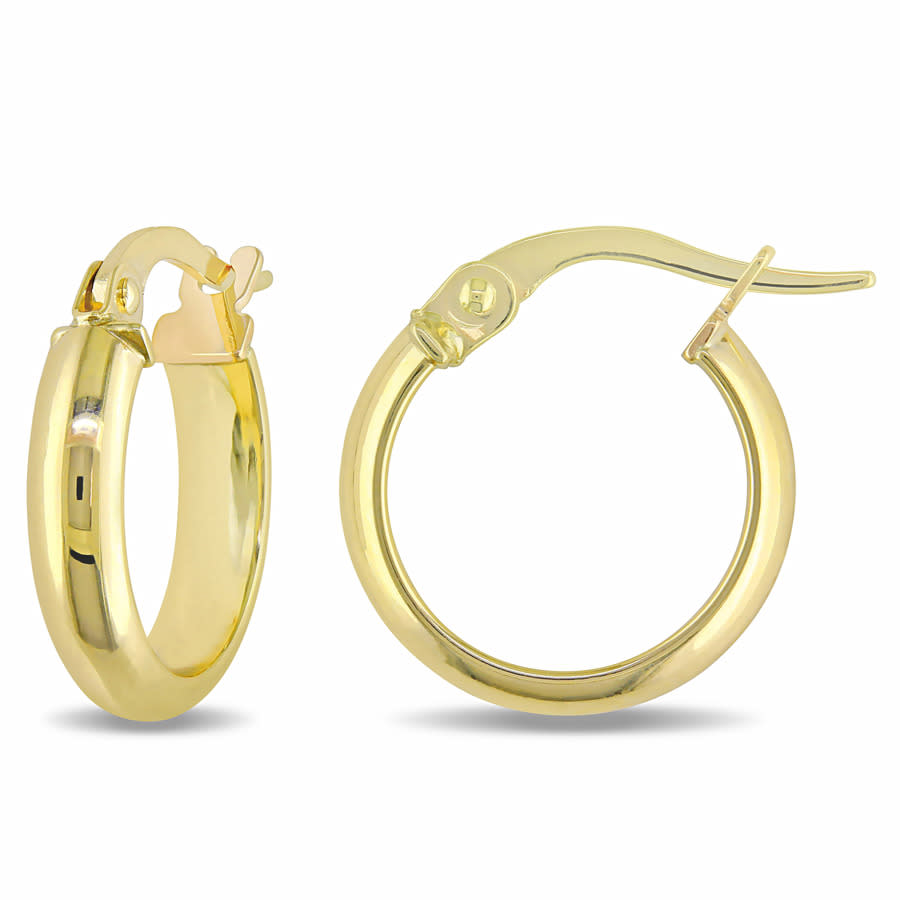 Amour Hoop Earrings In Polished Italian 10k Yellow Gold