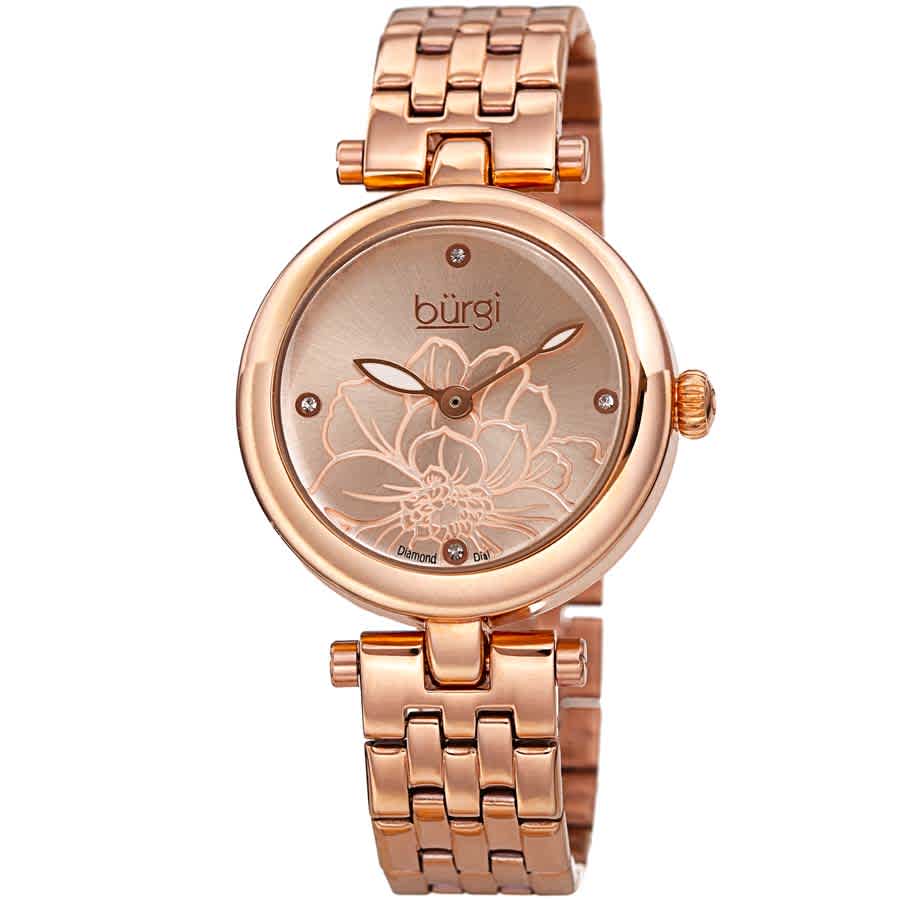 Burgi Flower Marker Quartz Diamond Ladies Watch Bur223rg In Gold / Gold Tone / Rose / Rose Gold / Rose Gold Tone