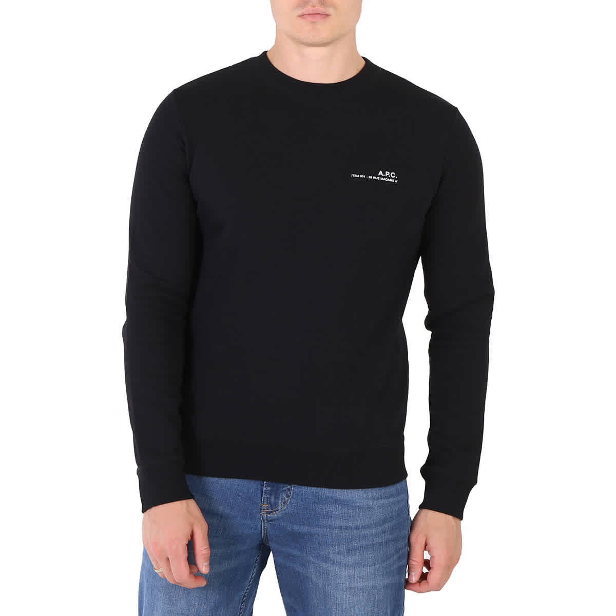 APC A.P.C. BLACK ITEM LOGO-PRINT COTTON SWEATSHIRT