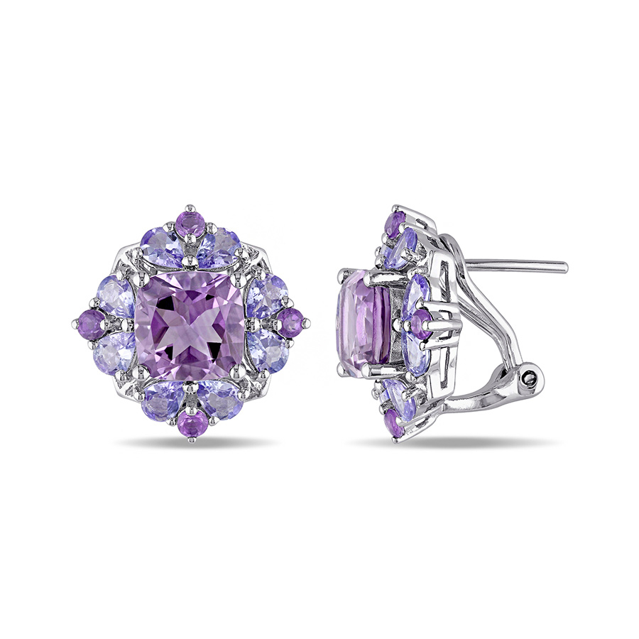 Amour 5 7/8 Ct Tgw Amethyst And Tanzanite Earrings In Sterling Silver In Purple