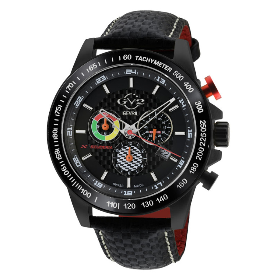 Gv2 By Gevril Scuderia Chronograph Tachymeter Black Dial Mens Watch 9923 In Black / Skeleton