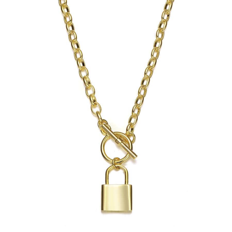 Rachel Glauber Megan Walford 14k Gold Plated Locket Charm Necklace In Gold-tone