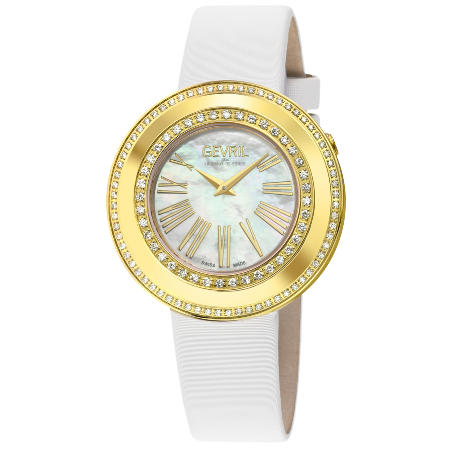 Gevril Gandria Mother Of Pearl Dial Ladies Watch 12221 In Gold Tone / Mop / Mother Of Pearl / White / Yellow