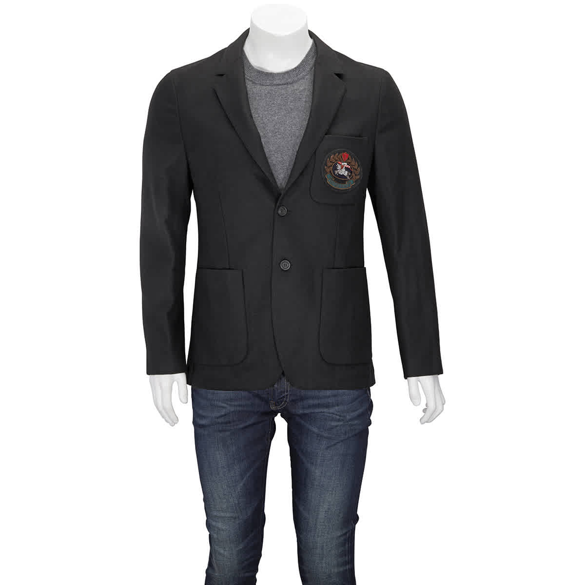 Burberry Satch Two Button Notch Lapel Wool Blazer In Black