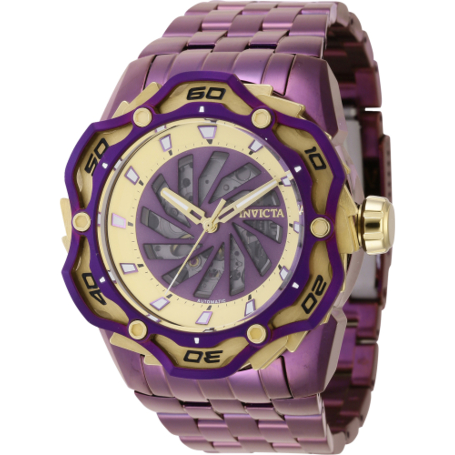 Invicta Ripsaw Automatic Purple Dial Mens Watch 44110 In Gold / Gold Tone / Purple