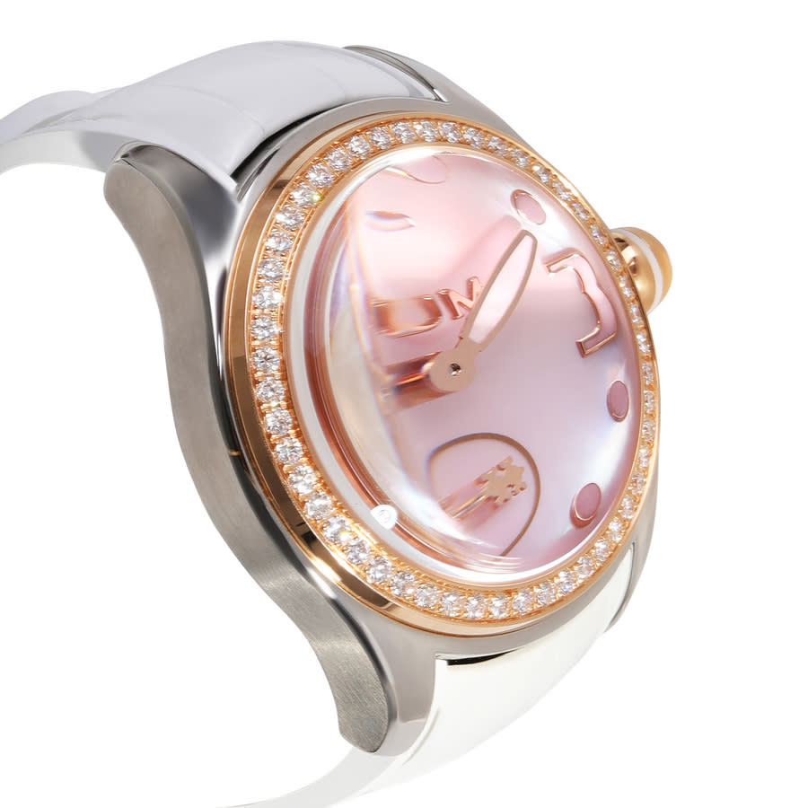 Pre-owned Corum Bubble Automatic Diamond White Dial Unisex Watch 295.100.29/0009du04 In Gold Tone / Rose / Rose Gold Tone / White