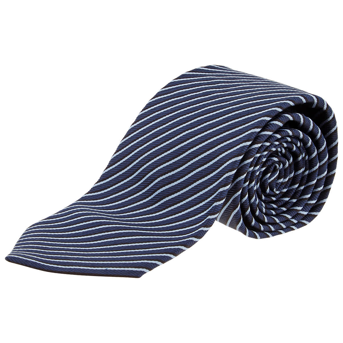 Ermenegildo Zegna Mens Blue Stripe Silk Tie