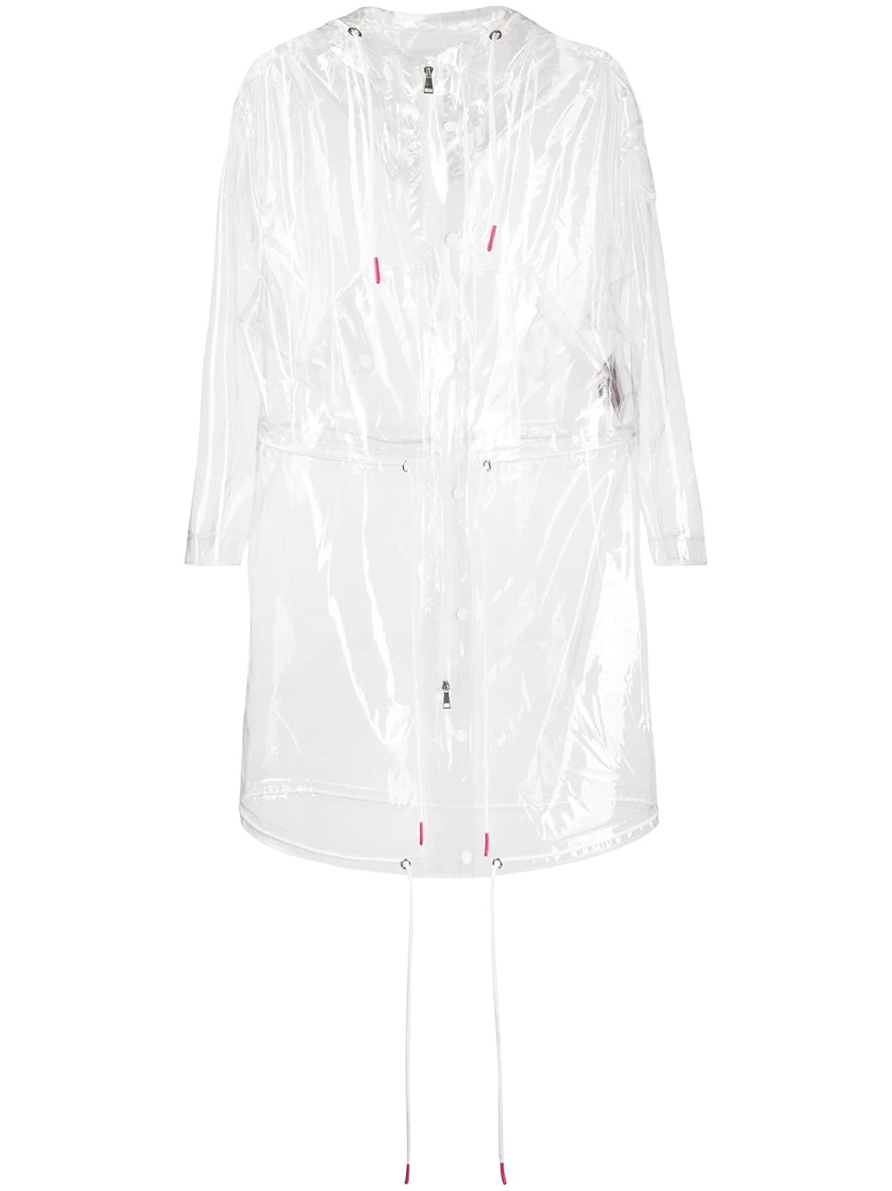 Moncler White Drawstring Details Midi Raincoat, Brand Size 0 (x-small)