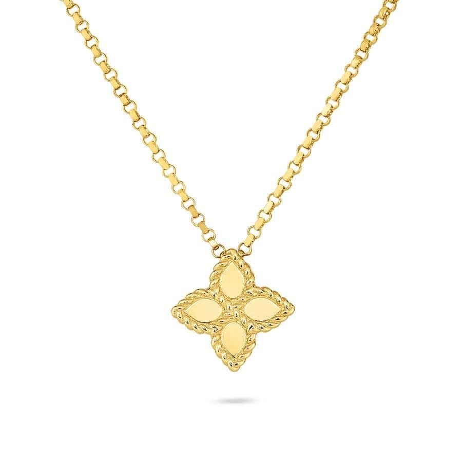 Roberto Coin 18k Yellow Gold Small Princess Flower Pendant Necklace In Yellow