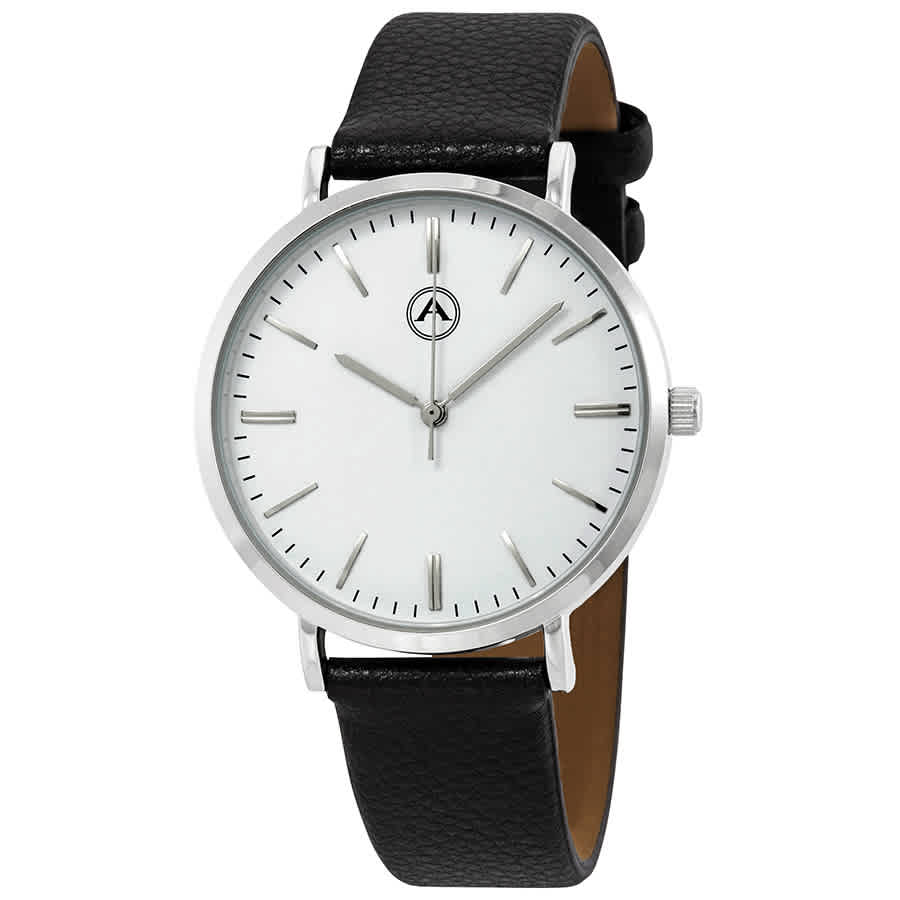 Akribos Xxiv Alba By Akribos White Dial Leather Mens Watch 1033ss In Black,silver Tone,white