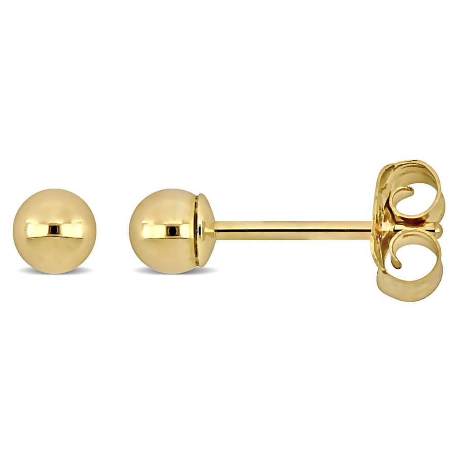 Amour 3mm Gold Ball Earrings In 10k Yellow Gold