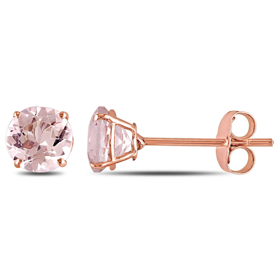 Amour 10k Rose Gold 1 Ct Tgw Morganite Stud Earrings In Pink