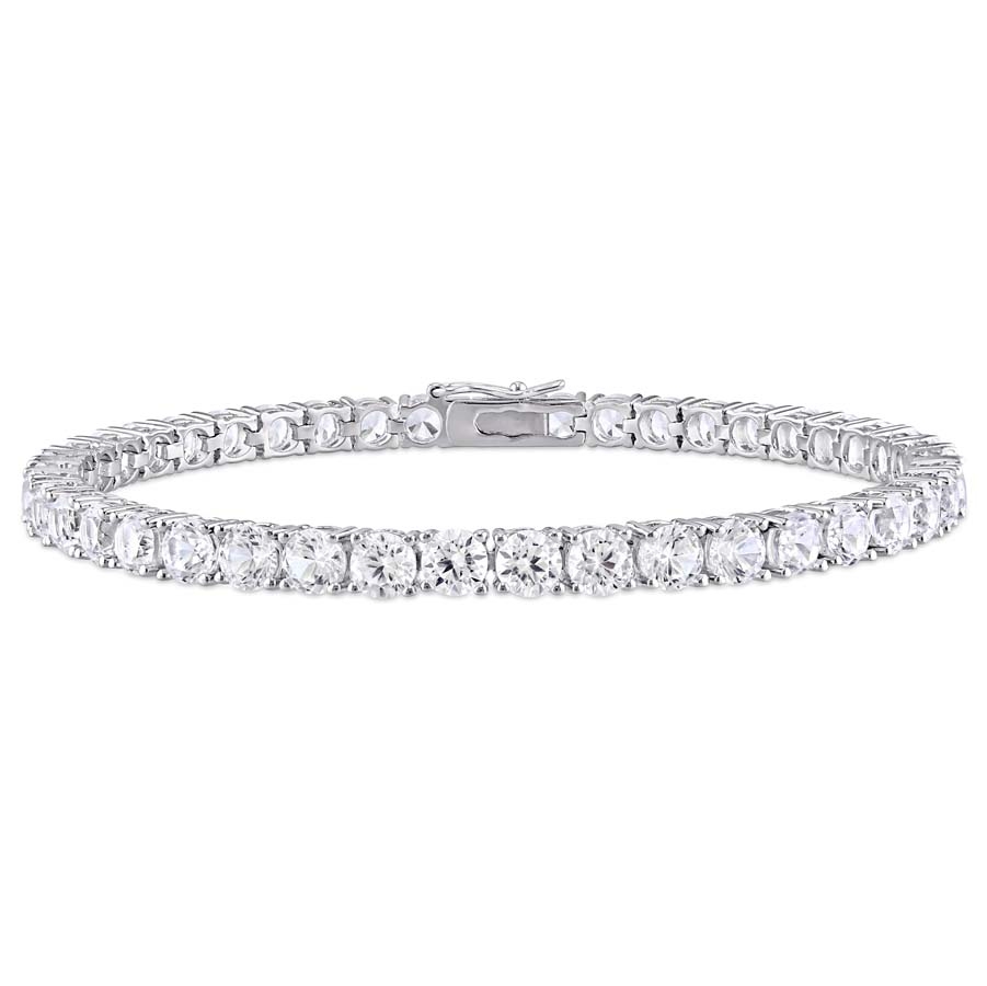 Amour 14 1/4 Ct Tgw Created White Sapphire Bracelet In Sterling Silver In Silver / White