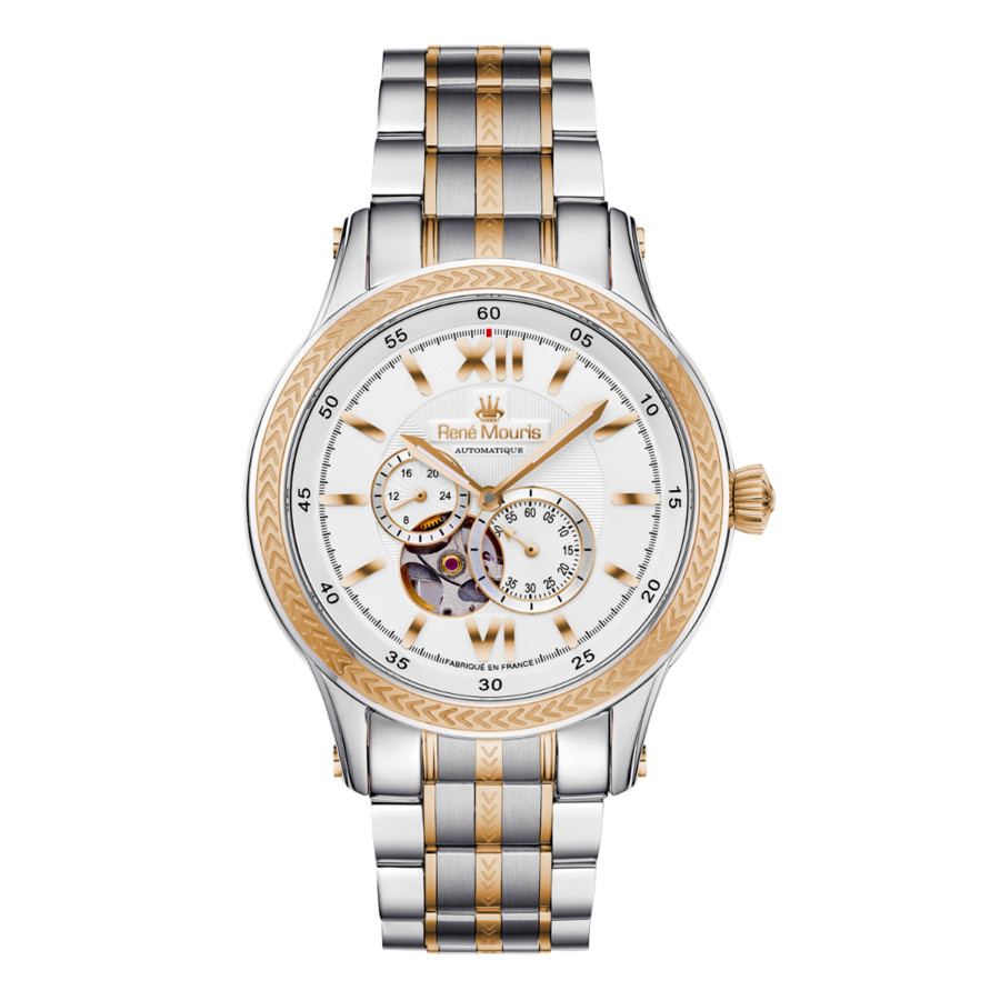 Rene Mouris Corona White Dial Mens Watch 70106rm3 In Two Tone  / Gold Tone / Rose / Rose Gold Tone / White