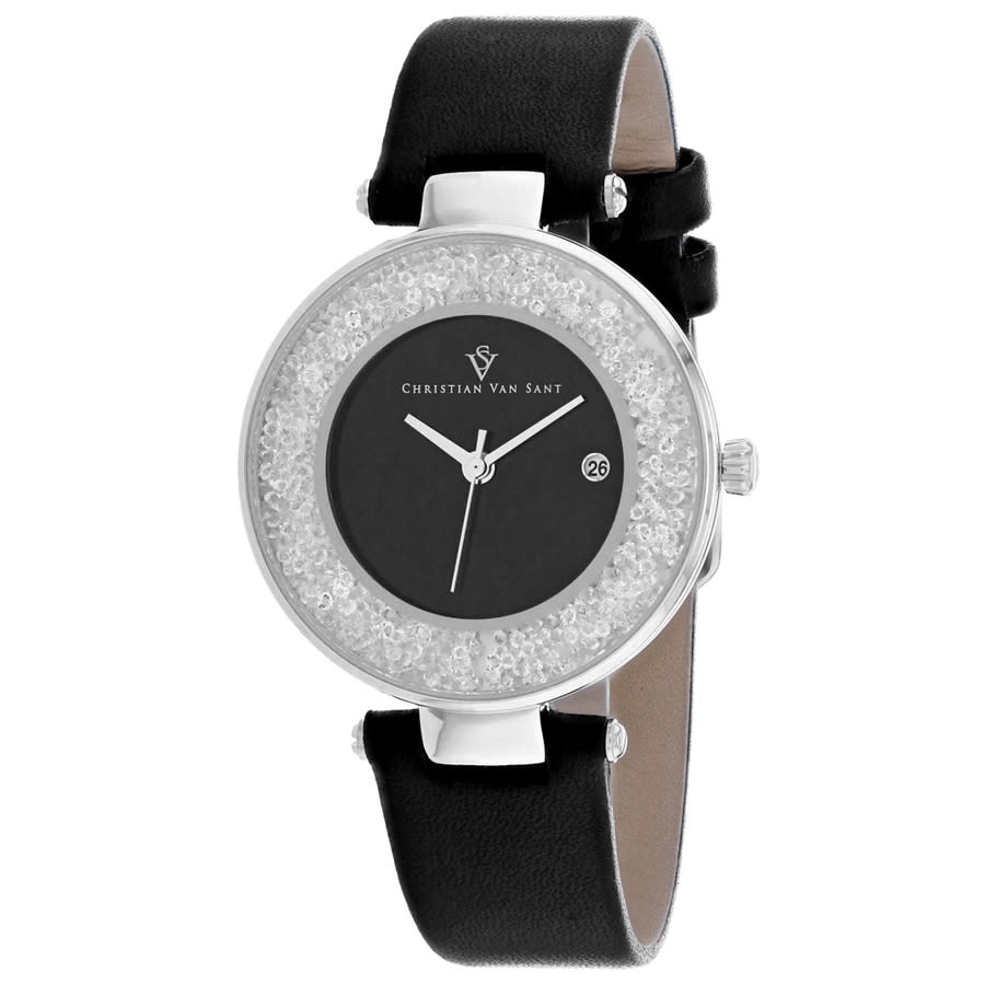 Christian Van Sant Dazzle Quartz Black Dial Ladies Watch Cv1221 In Black