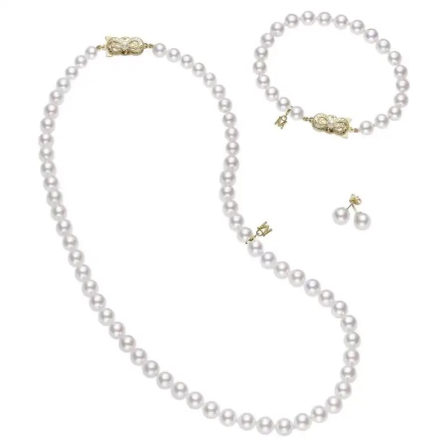 Mikimoto Akoya Cultured Pearl Three-piece Set Un70118vs1k3 In Yellow