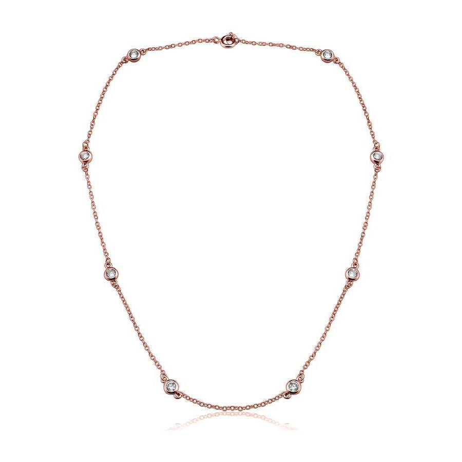 Megan Walford Clear Cubic Zirconia Accent Necklace In Rose Gold-tone