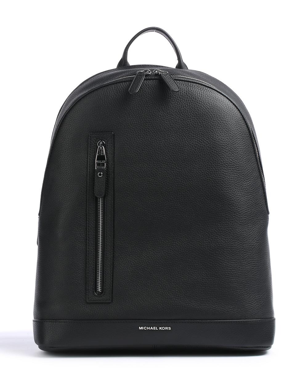 MICHAEL KORS MICHAEL KORS MENS BLACK HUDSON SLIM PEBBLED LEATHER BACKPACK