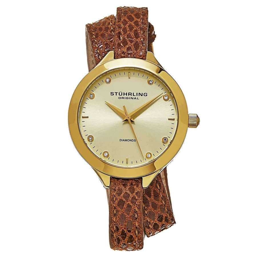 Stuhrling Original Vogue Gold-tone Dial Ladies Watch M15356 In Brown / Gold / Gold Tone / Yellow