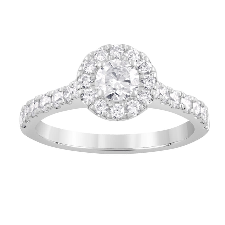 Brilliant Diamond 14k White Gold 1 Cttw Lab Grown Diamond Halo Round Engagement Ring (g-h
