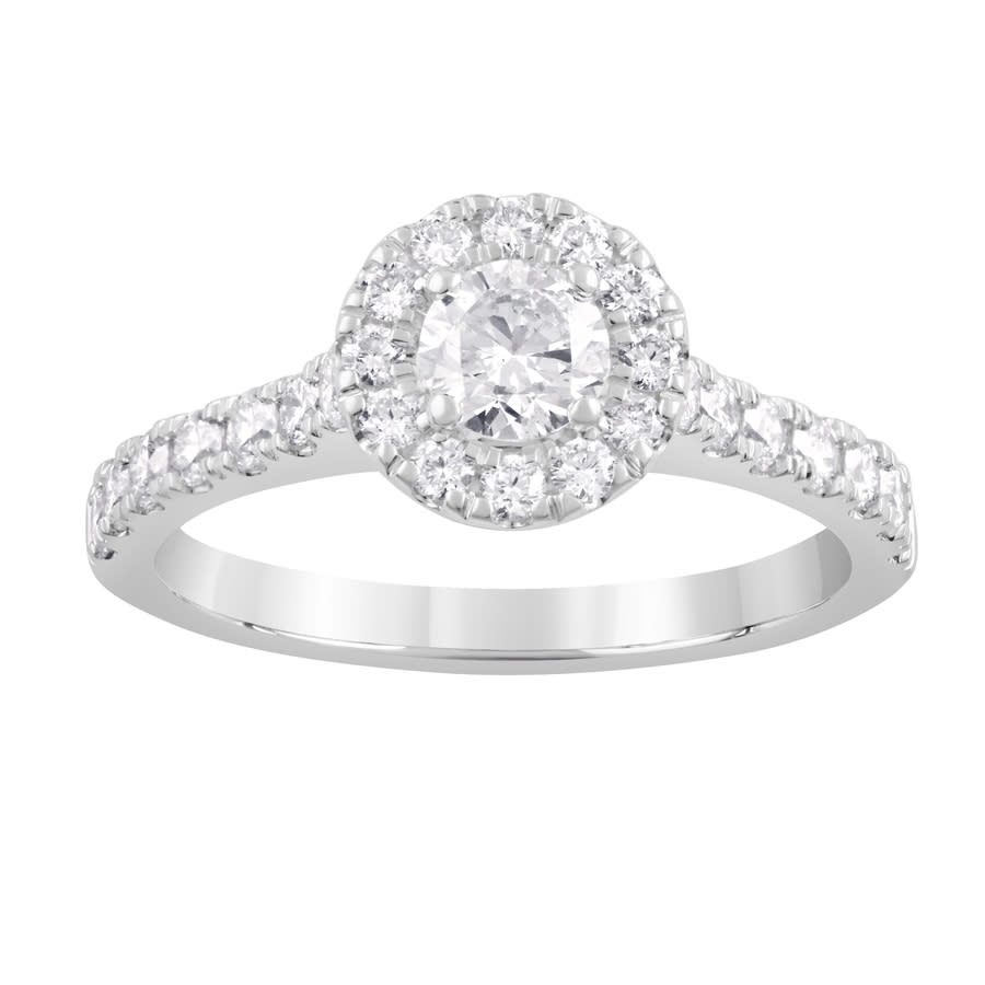 Brilliant Diamond 14k White Gold 1 Cttw Lab Grown Diamond Halo Round Engagement Ring (g-h In White