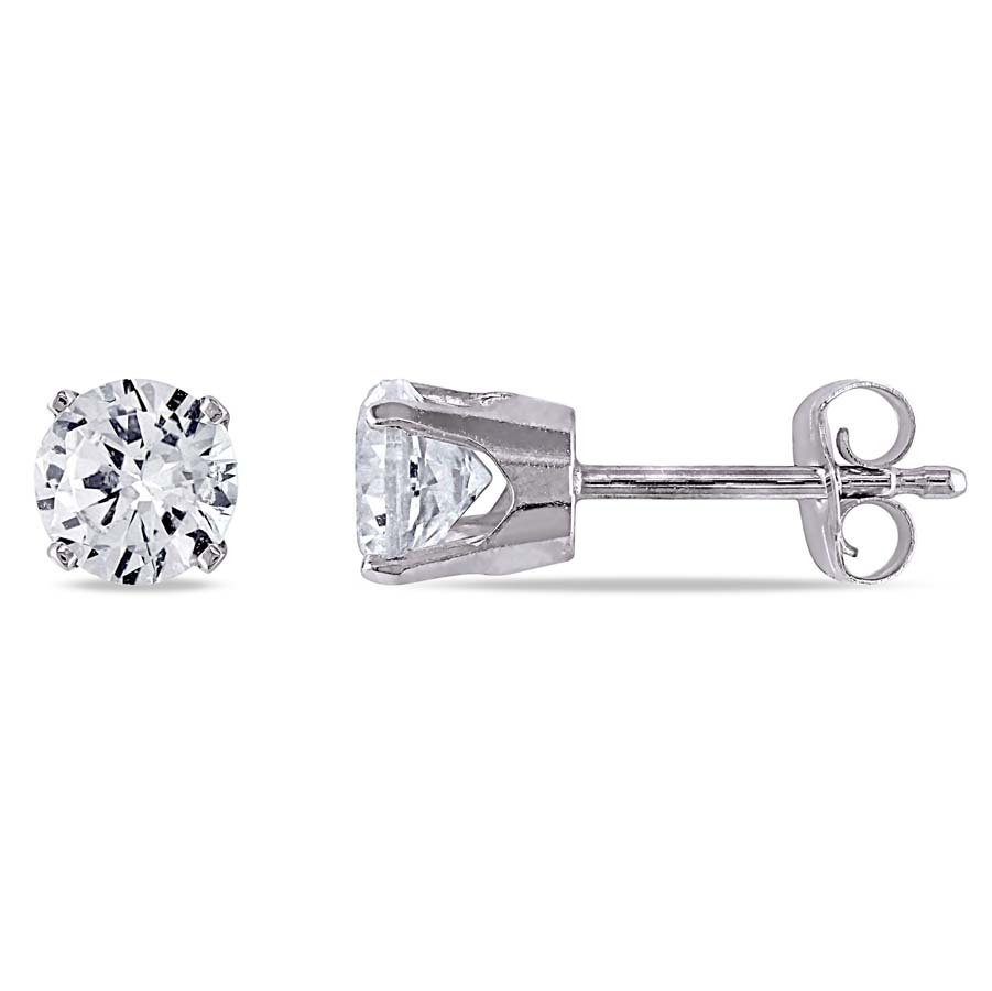 Amour Created White Sapphire Stud Earrings In 10k White Gold In Gold / Gold Tone / White