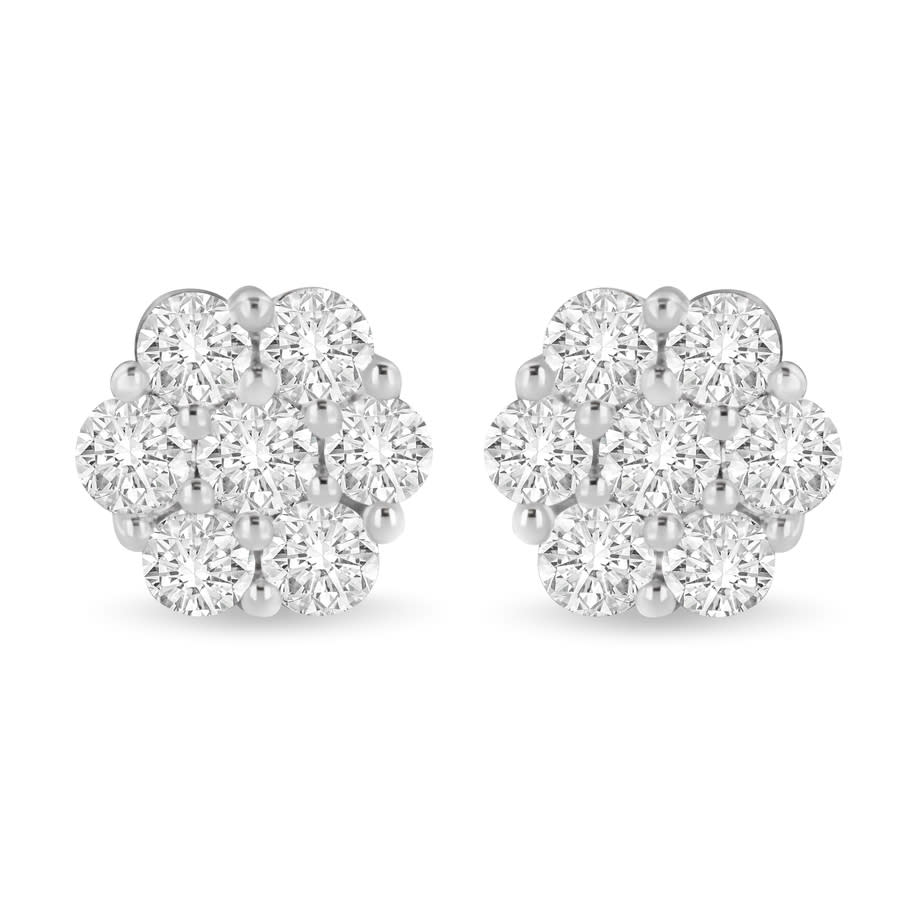 Haus Of Brilliance 14k White Gold 3 Cttw Prong Set Round-cut Diamond Floral Cluster Stud Earring (i-